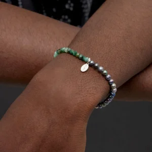 Emeralds & Freshwater Pearls Flex Beaded Bracelet