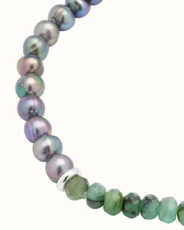 Emeralds & Freshwater Pearls Flex Beaded Bracelet
