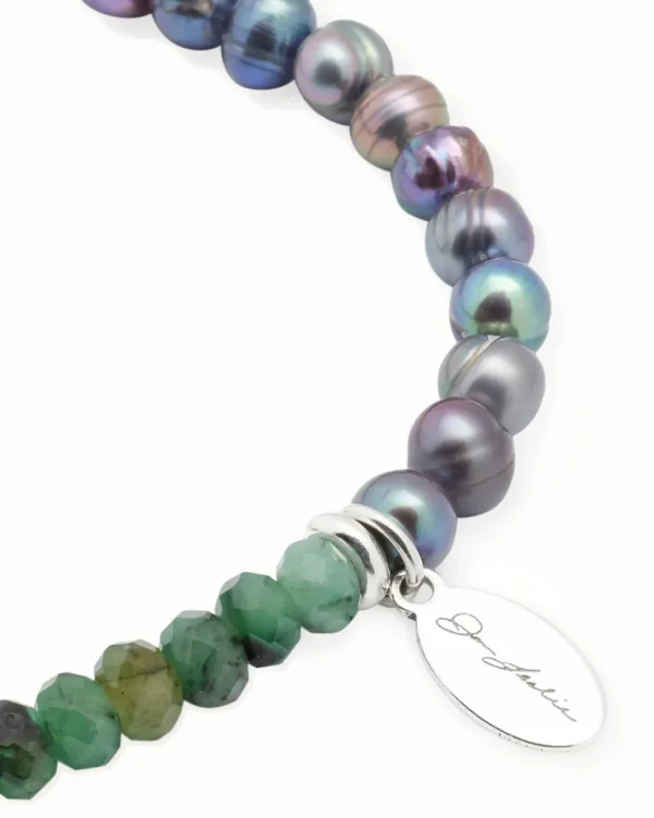 Emeralds & Freshwater Pearls Flex Beaded Bracelet