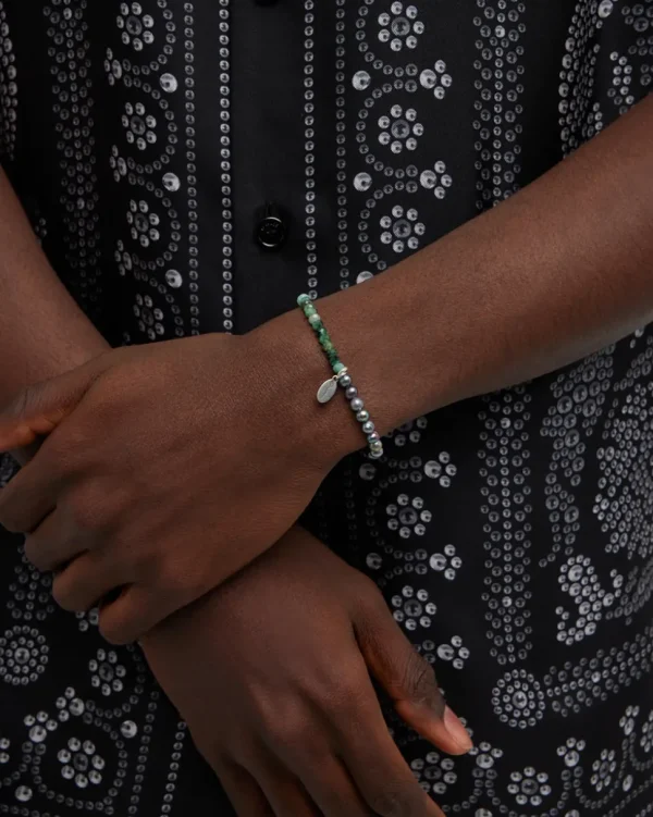 Emeralds & Freshwater Pearls Flex Beaded Bracelet