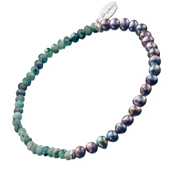 Emeralds & Freshwater Pearls Flex Beaded Bracelet