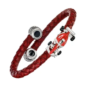 Enamel Race Car Sterling Spring Bracelet