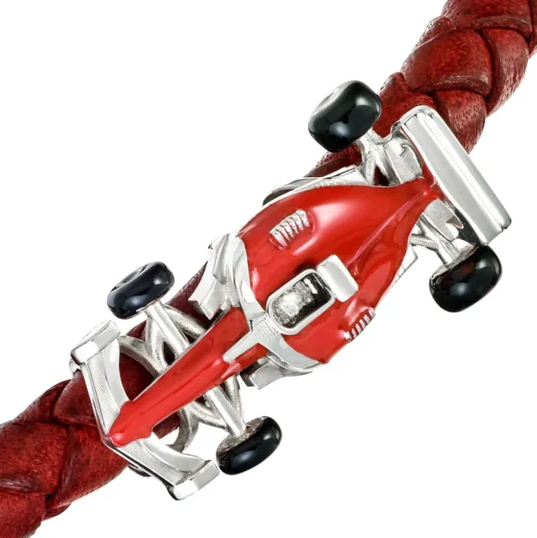 Enamel Race Car Sterling Spring Bracelet