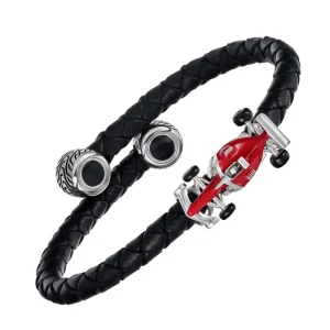 Enamel Race Car Sterling Spring Bracelet
