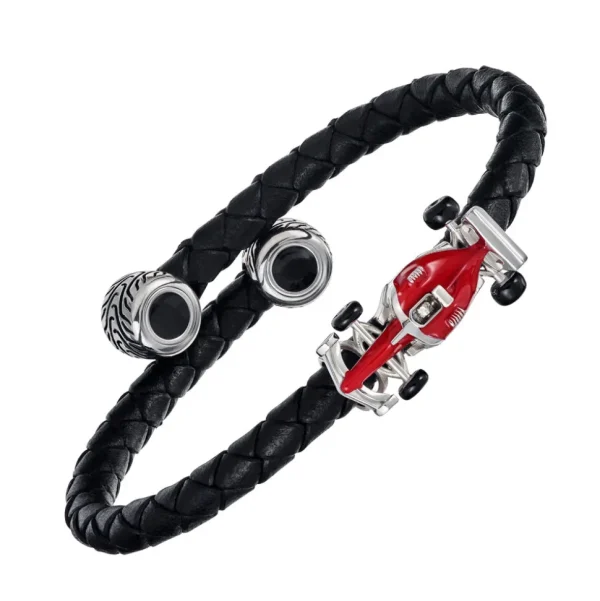 Enamel Race Car Sterling Spring Bracelet