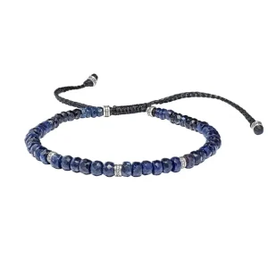 Faceted Blue Sapphires Sterling Pull Bracelet