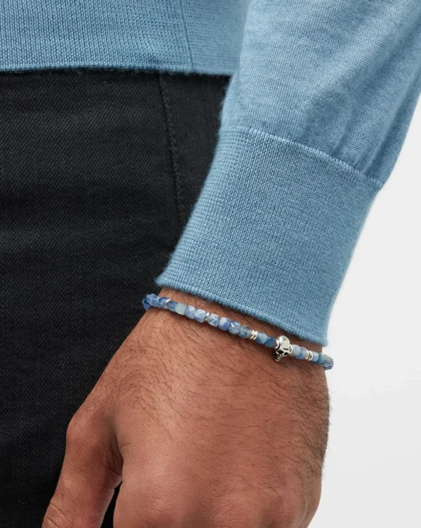 Faceted Kyanite Skull Pull Bracelet