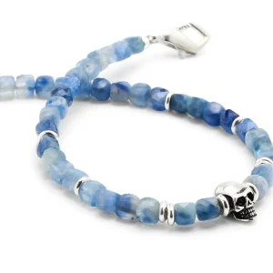 Faceted Kyanite Skull Pull Bracelet