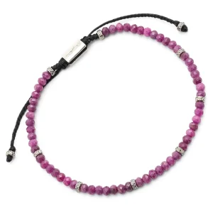 Faceted Ruby Pull Cord Bracelet