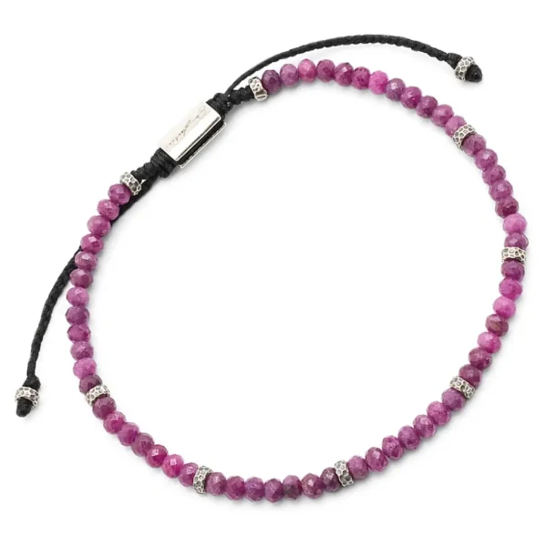 Faceted Ruby Pull Cord Bracelet