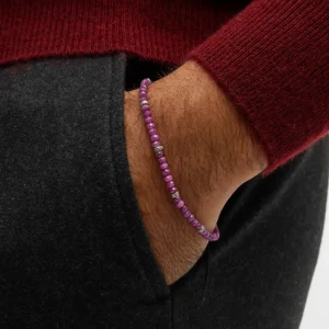 Faceted Ruby Pull Cord Bracelet