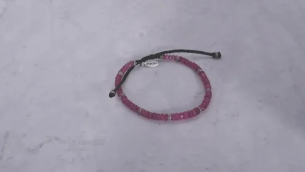 Faceted Ruby Pull Cord Bracelet