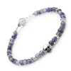Faceted Rutilated Quartz Bracelet Sterling Skull