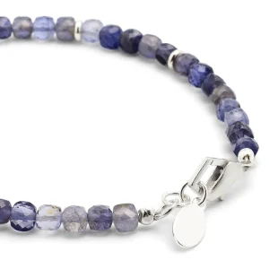 Faceted Rutilated Quartz Bracelet Sterling Skull