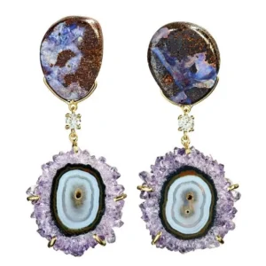Fields of Provence 18K Gold One of a Kind Gemstone Earrings