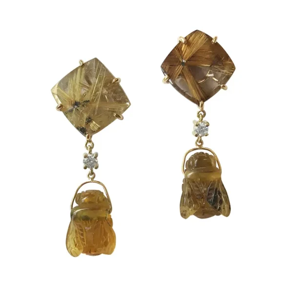 Formentera 18K Gold One of a Kind Gemstone Earrings