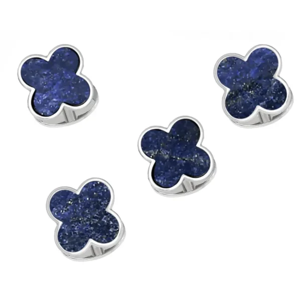 Four Leaf Clover Gemstone Sterling Tuxedo Studs