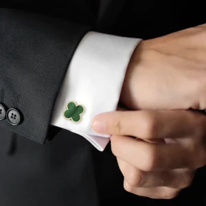 Four Leaf Clover 18K Gold Vermeil Sterling Cufflinks