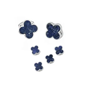Four Leaf Clover White Sterling Cufflinks & Studs