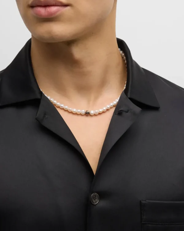 Freshwater Pearl Necklace with Silver Cross