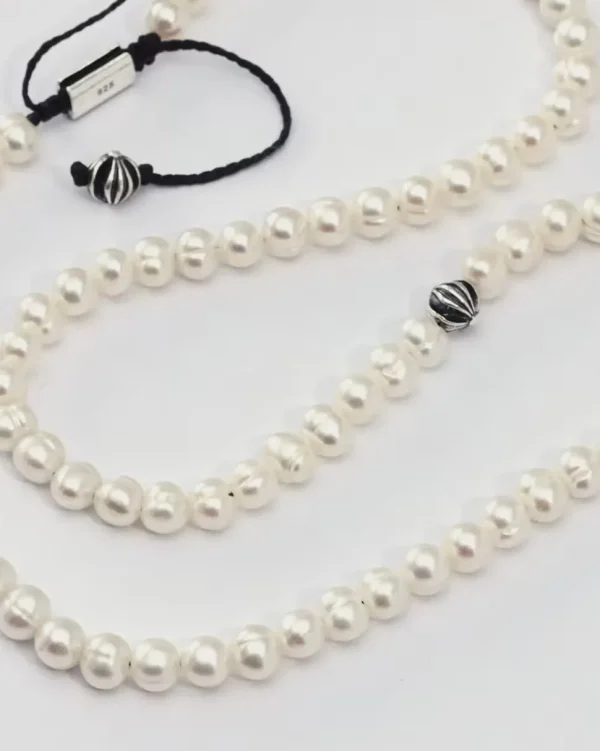 Freshwater Pearl Necklace with Silver Cross