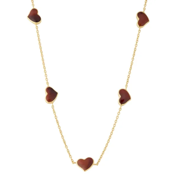 Gemstone 5 Station Heart Necklace in Sterling Silver with 18k Vermeil