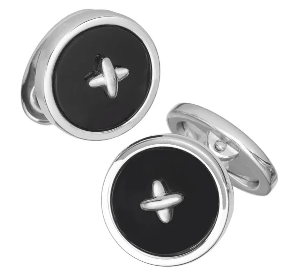 Gemstone Button Sterling Cufflinks