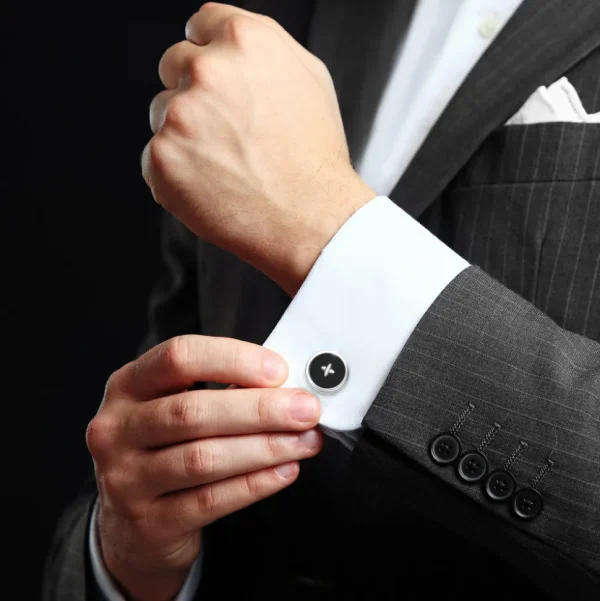 Gemstone Button Sterling Cufflinks