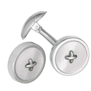 Gemstone Button Sterling Cufflinks