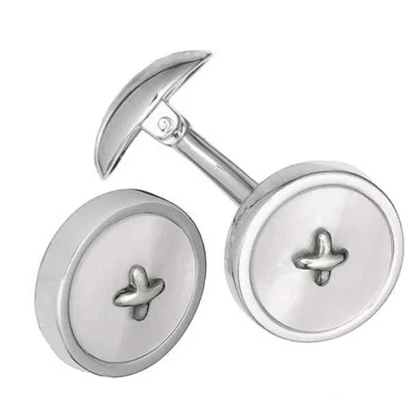 Gemstone Button Sterling Cufflinks