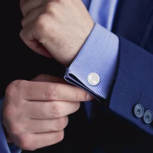 Gemstone Button Sterling Cufflinks
