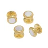 Gemstone Inlay Classic Round 18Karat Vermeil Plated Tuxedo Studs
