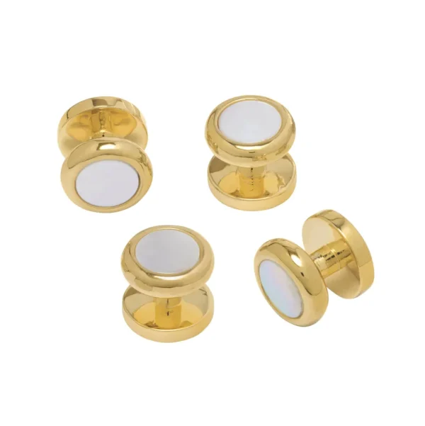 Gemstone Inlay Classic Round 18Karat Vermeil Plated Tuxedo Studs