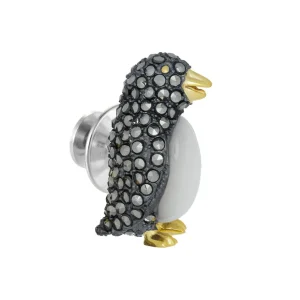 Gemstone Penguin Sterling Silver Lapel Pin I Jan Leslie