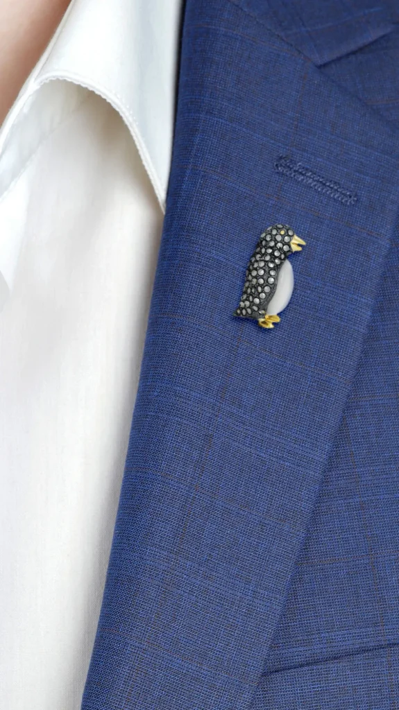 Gemstone Penguin Sterling Silver Lapel Pin I Jan Leslie