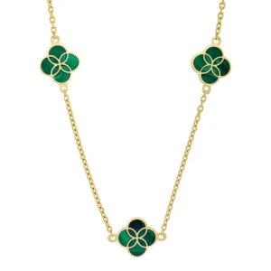 Gemstone Petal 3 Station Gold Vermeil Sterling Silver Necklace