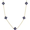 Gemstone Petal 5 Station Gold Vermeil Sterling Silver Necklace