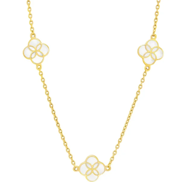 Gemstone Petal 3 Station Gold Vermeil Sterling Silver Necklace