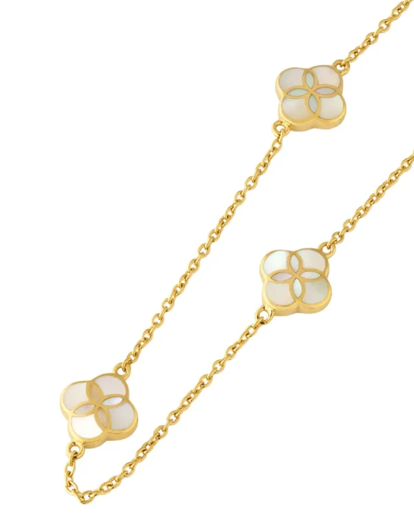 Gemstone Petal 3 Station Gold Vermeil Sterling Silver Necklace