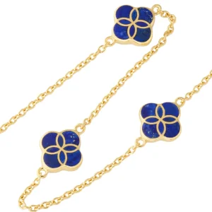 Gemstone Petal 3 Station Gold Vermeil Sterling Silver Necklace