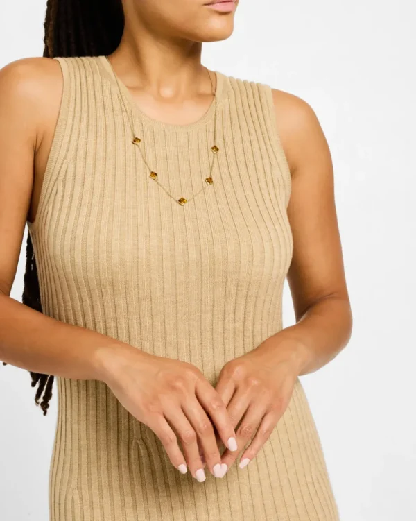 Gemstone Petal 5 Station Gold Vermeil Sterling Silver Necklace