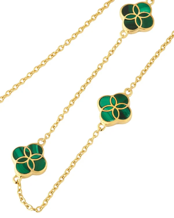 Gemstone Petal 3 Station Gold Vermeil Sterling Silver Necklace