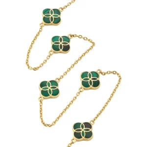 Gemstone Petal 5 Station Gold Vermeil Sterling Silver Necklace