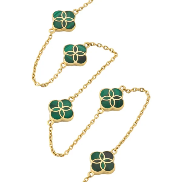 Gemstone Petal 5 Station Gold Vermeil Sterling Silver Necklace