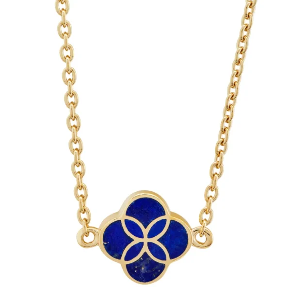 Gemstone Petal Gold Vermeil Sterling Silver Necklace