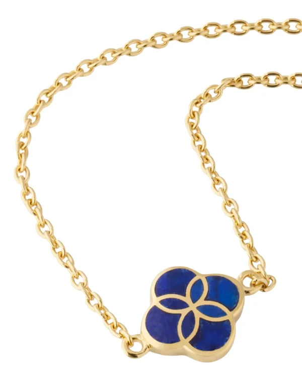 Gemstone Petal Gold Vermeil Sterling Silver Necklace