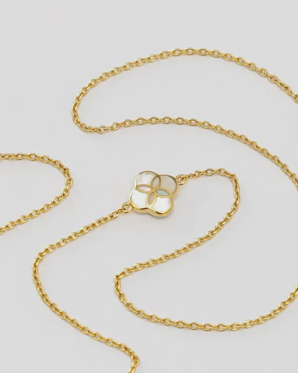 Gemstone Petal Gold Vermeil Sterling Silver Necklace