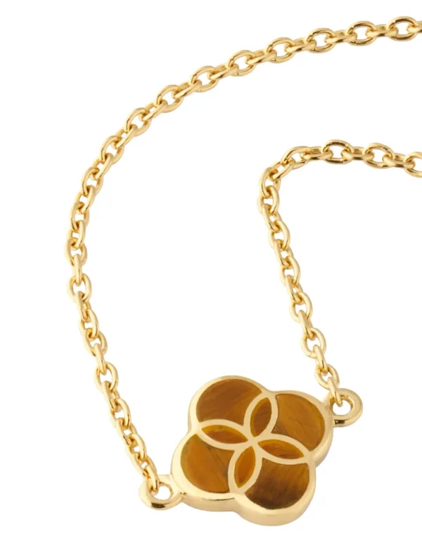 Gemstone Petal Gold Vermeil Sterling Silver Necklace