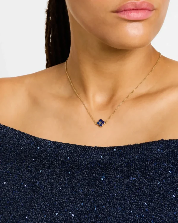 Gemstone Petal Gold Vermeil Sterling Silver Necklace