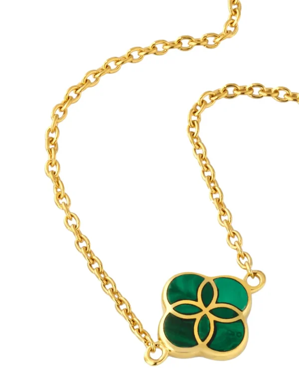 Gemstone Petal Gold Vermeil Sterling Silver Necklace